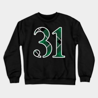 31 Sports Jersey Number Green Black Flannel Crewneck Sweatshirt